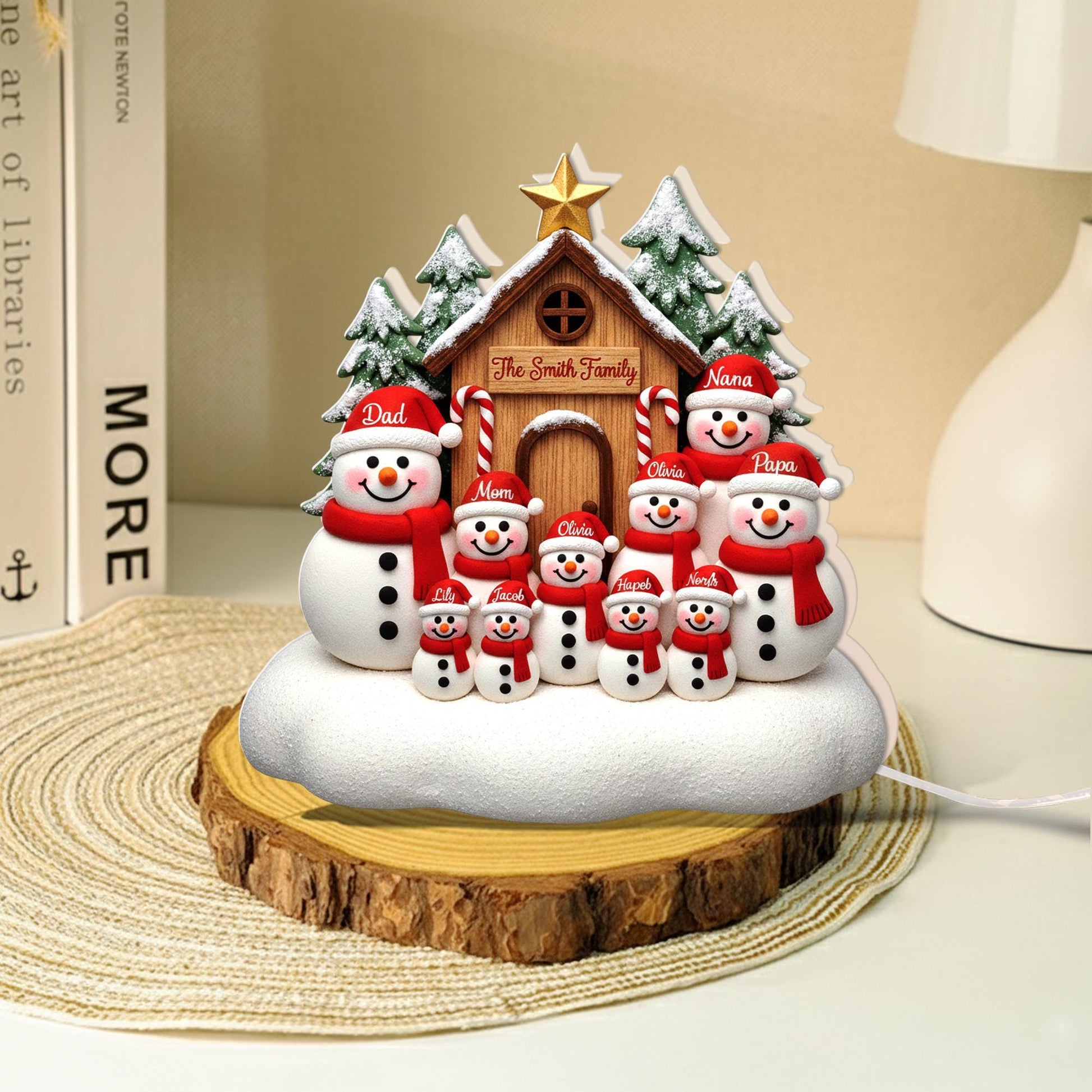 Custom Family Snowman Light Box: Personalized Christmas LED Decor image 3