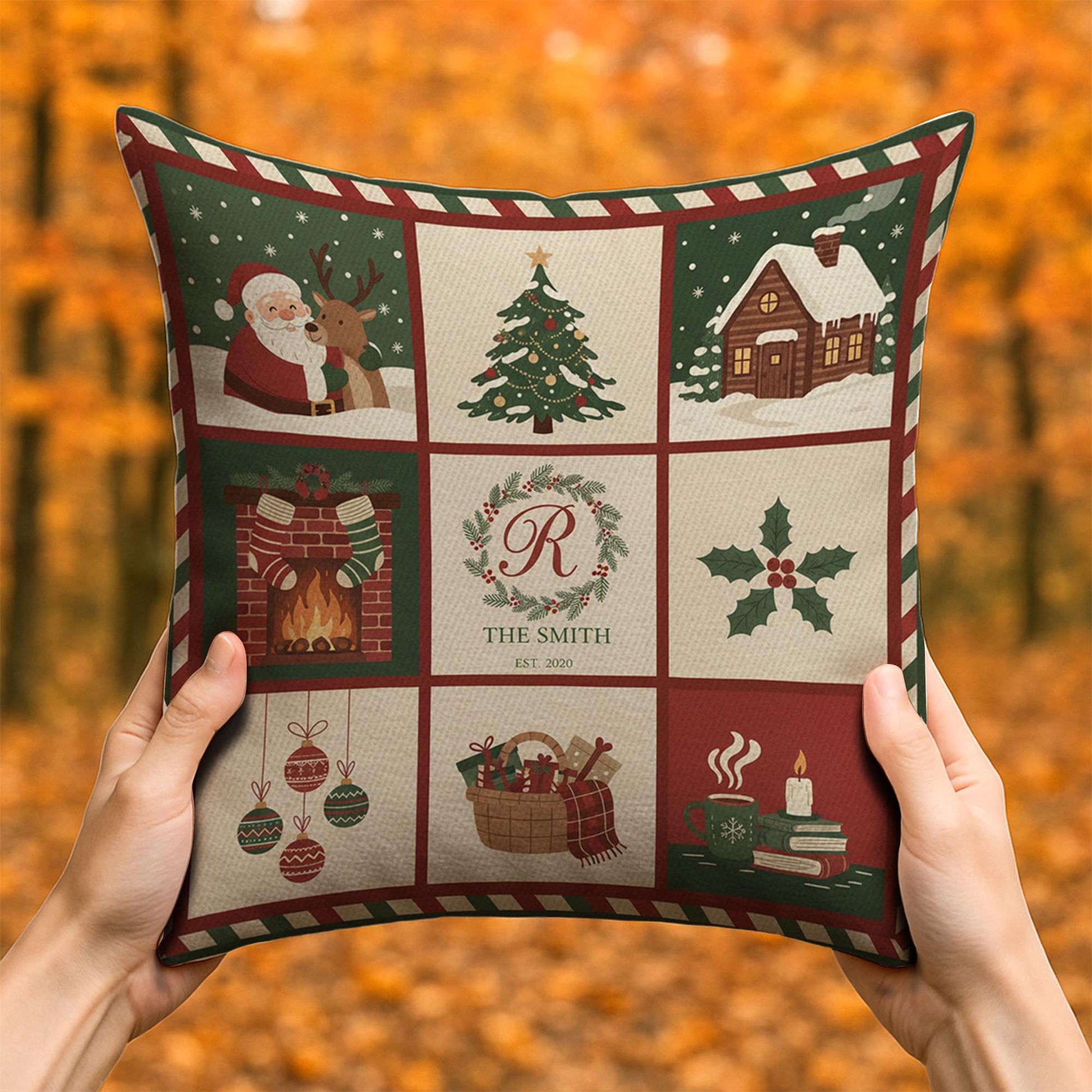 Personalized Christmas Pillow — Custom Family Name Holiday Cushion 2025