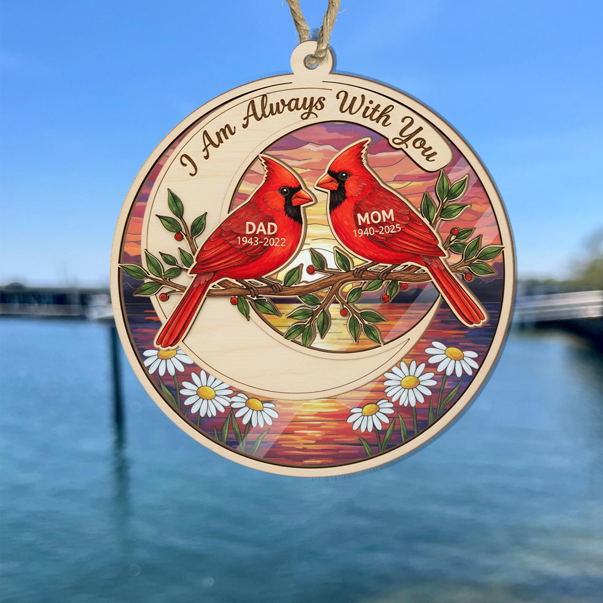 Custom Cardinal Memorial Suncatcher: Sunset Bird Ornament image 7