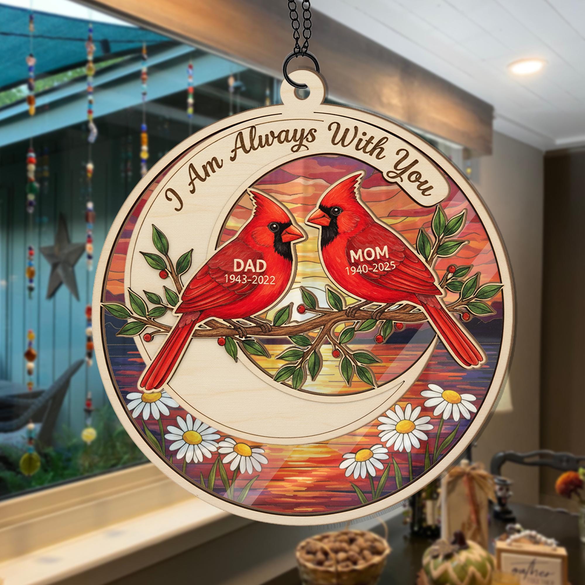 Custom Cardinal Memorial Suncatcher: Sunset Bird Ornament image 1