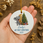 Personalized Baby's First Christmas Ornament: Elephant Keepsake Decoration image 1