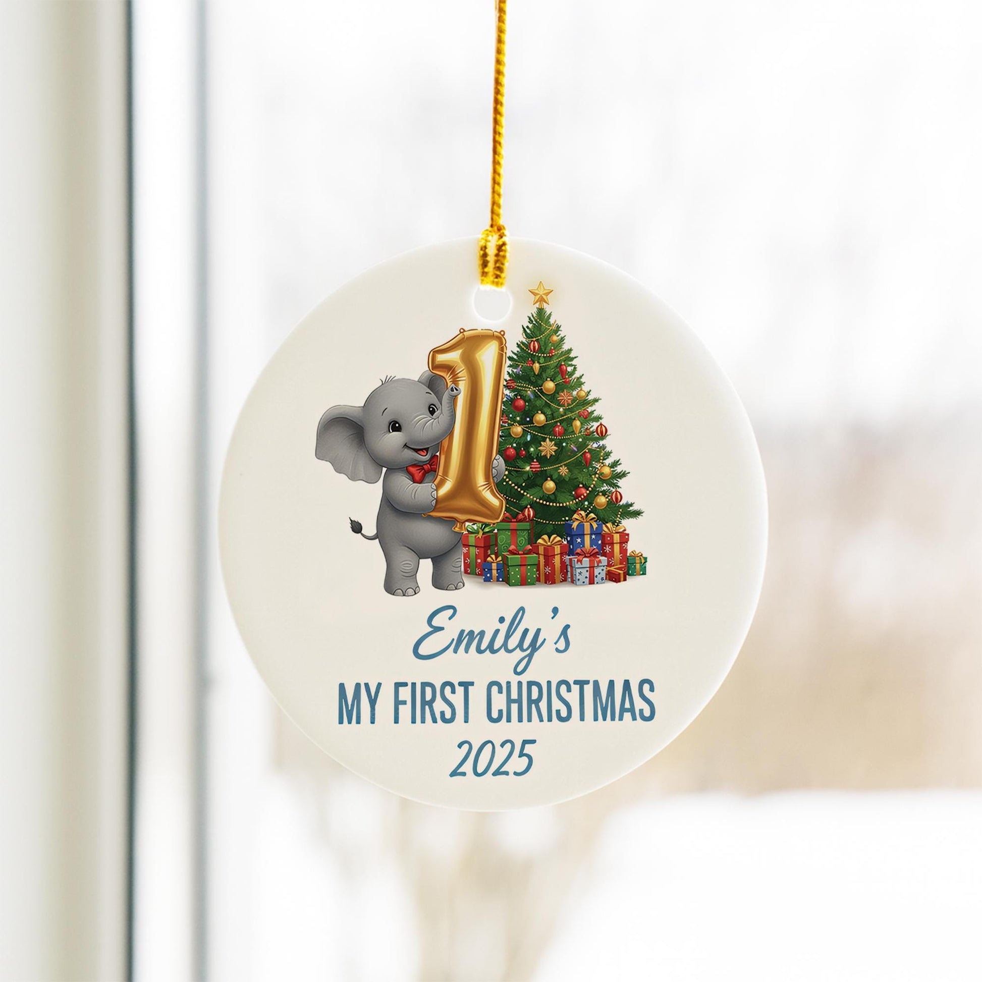Personalized Baby's First Christmas Ornament: Elephant Keepsake Decoration image 7
