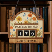 Custom Books Read Tracker Counter - Personalized Wooden Book Lover Gift image 1