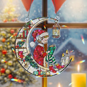 Elf Moon Christmas Window Hanging — Holiday Decoration 2025