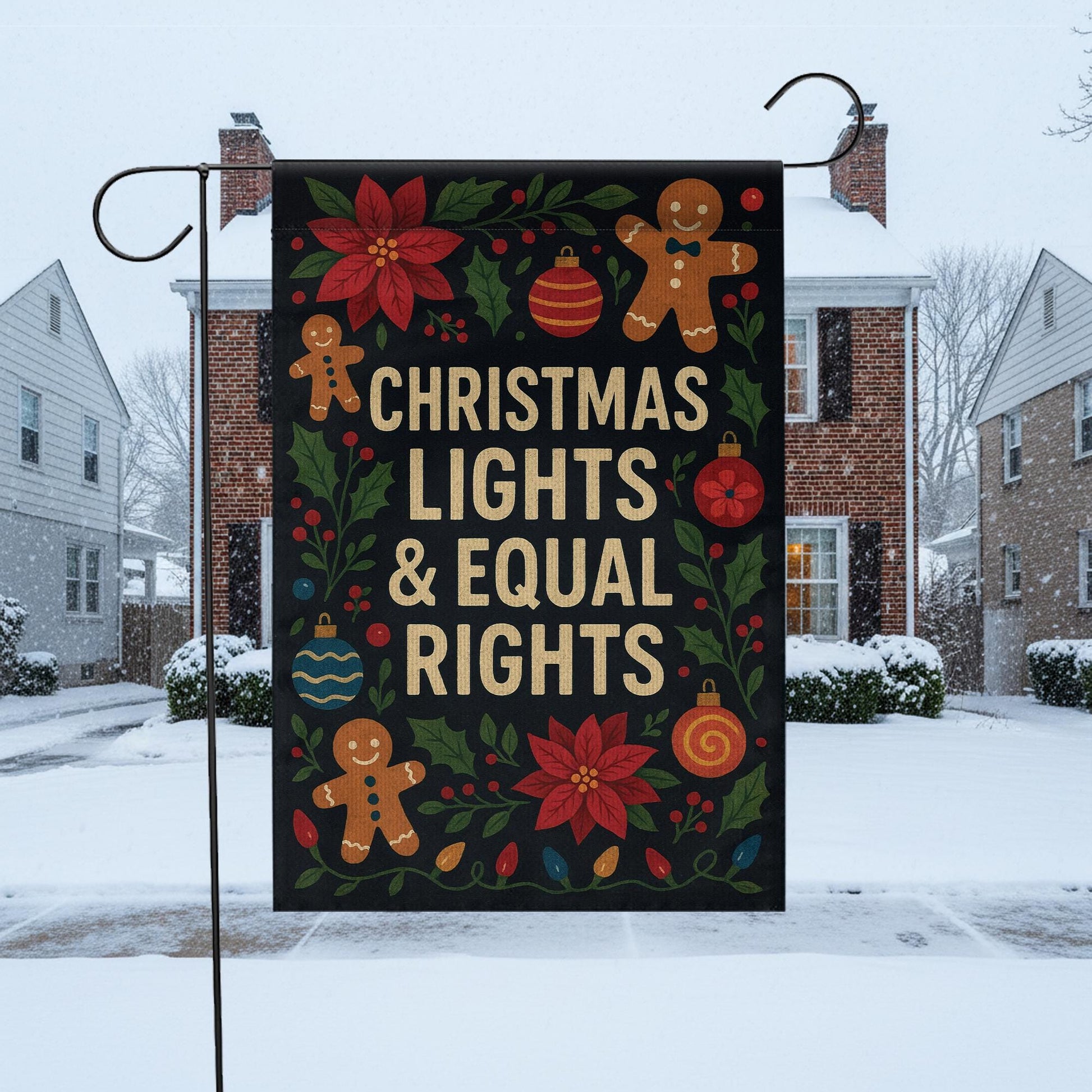 Christmas Lights & Equal Rights Garden Flag: Outdoor Holiday Decor image 2