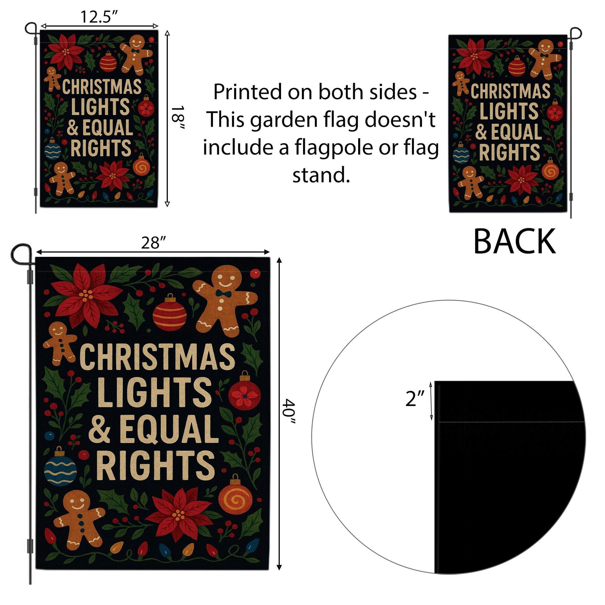 Christmas Lights & Equal Rights Garden Flag: Outdoor Holiday Decor image 5