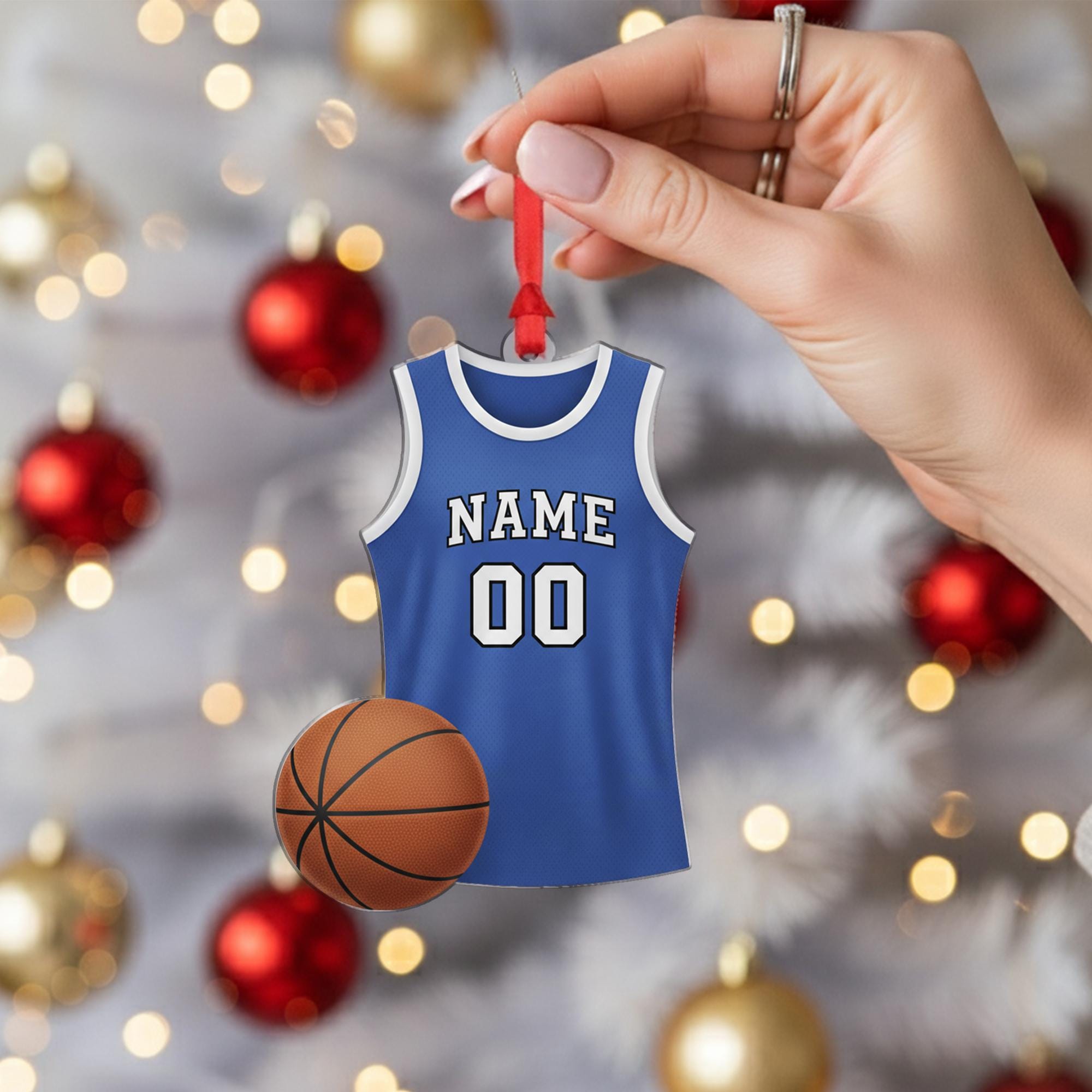 Personalized Basketball Ornament, Custom Name and Number Christmas Tree Decoration