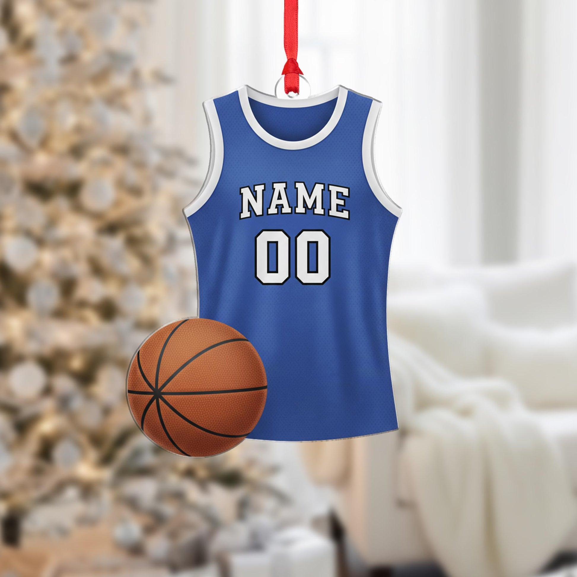 Personalized Basketball Ornament, Custom Name and Number Christmas Tree Decoration