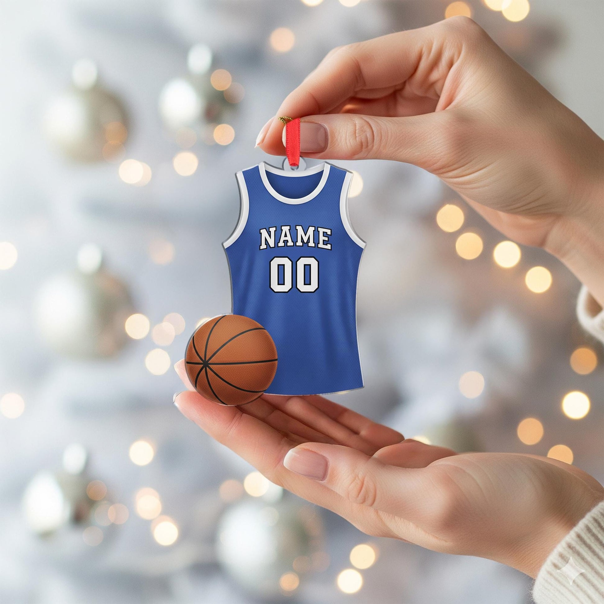 Personalized Basketball Ornament, Custom Name and Number Christmas Tree Decoration