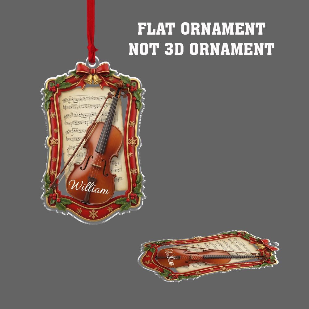 Personalized Acrylic Violin Ornament – Custom Name & Year – Music Tree Decoration