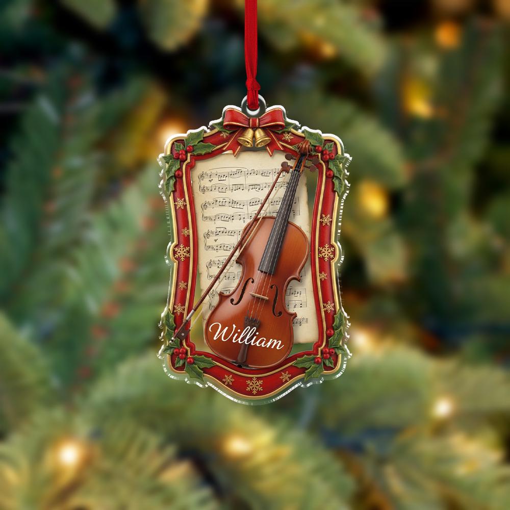 Personalized Acrylic Violin Ornament – Custom Name & Year – Music Tree Decoration