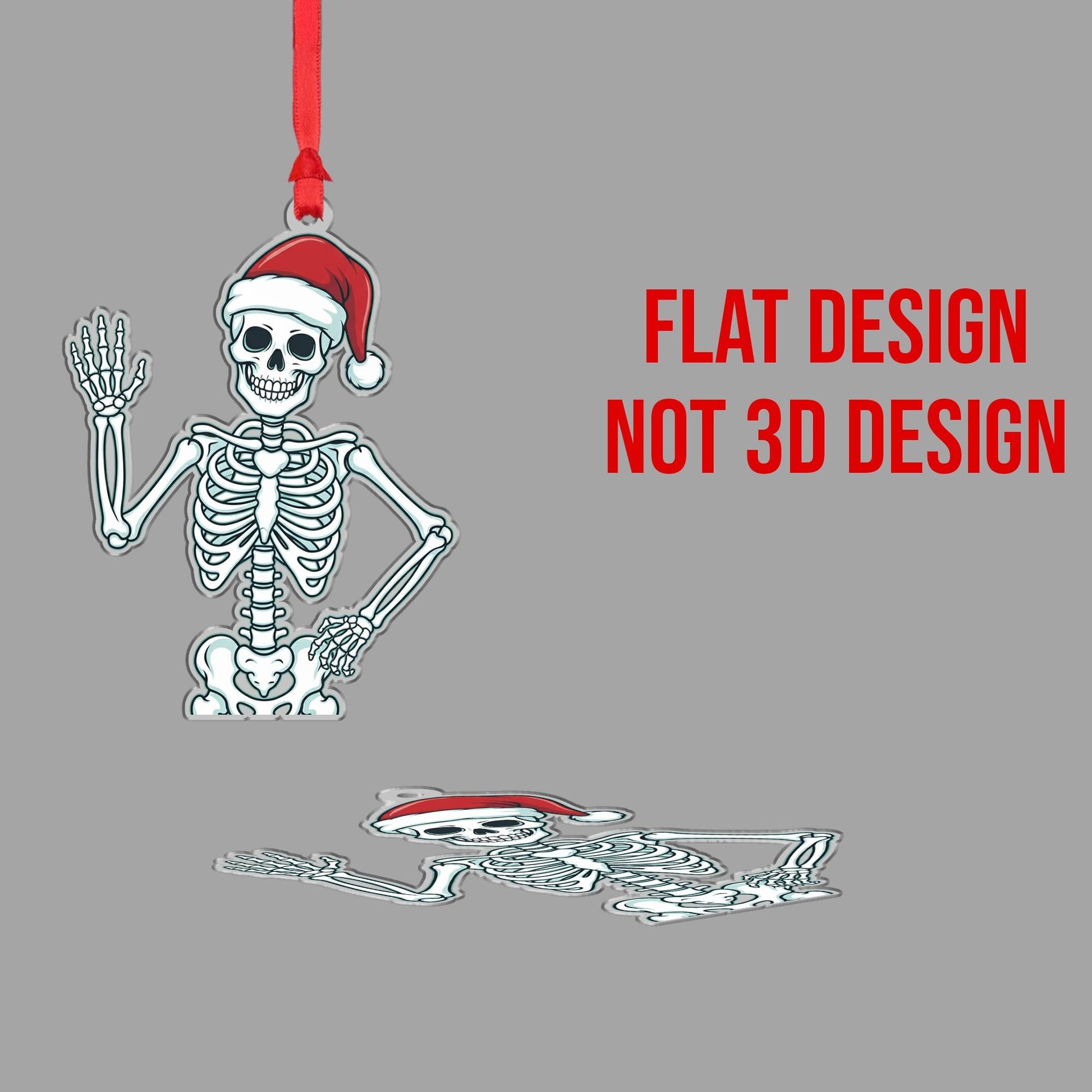 Skeleton Ornament with Santa Hat, Christmas Tree Decoration with Funny Holiday Design
