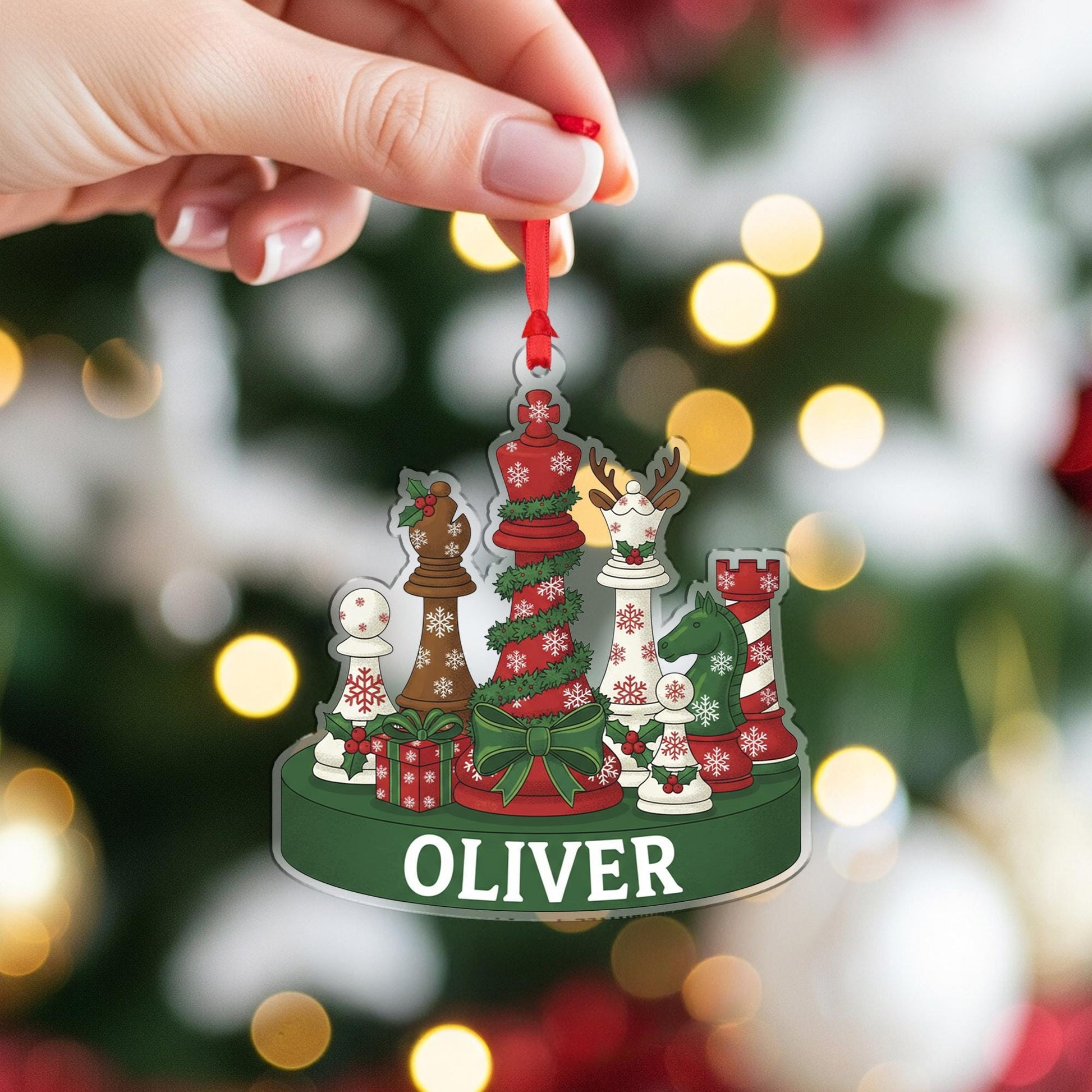 Personalized Chess Ornament - Chess Lover Gift, Board Game Decor