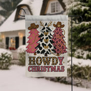 Outdoor Christmas Flag – Howdy Christmas Text & Trees – Holiday Garden Decoration