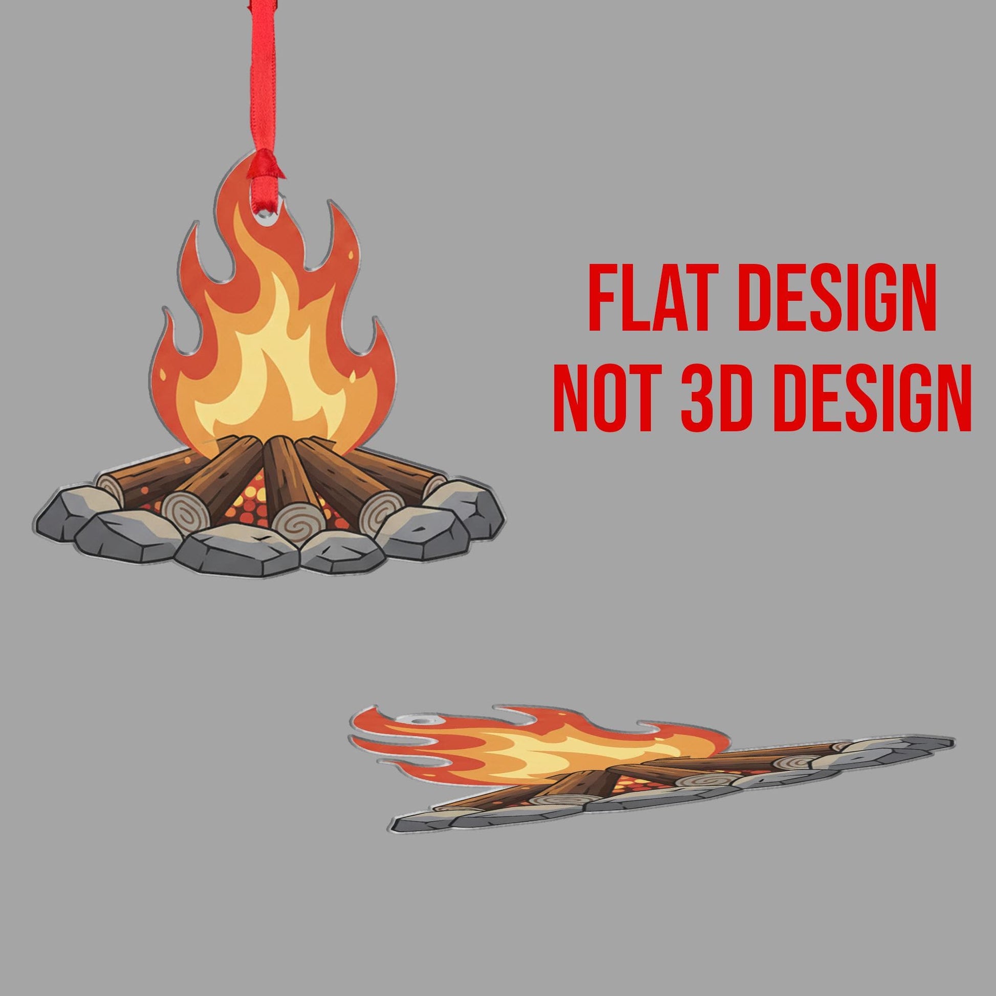 Campfire Ornament, Christmas Tree Decoration with Flames and Logs for Camping and Outdoor Theme