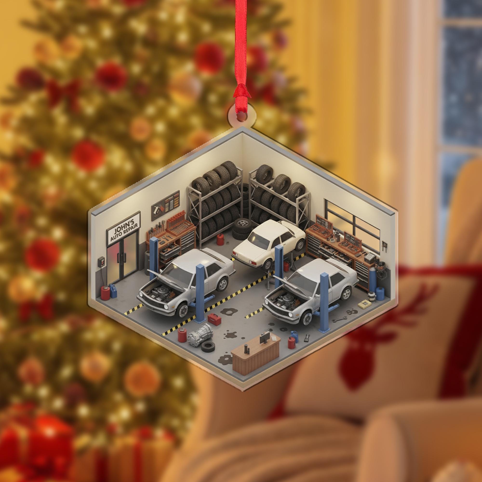 Personalized Auto Repair Ornament - Mechanic Gift, Garage Decor Keepsake