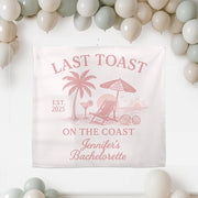 Personalized Bachelorette Tapestry – Custom Beach Party Backdrop, Last Toast on the Coast Decoration