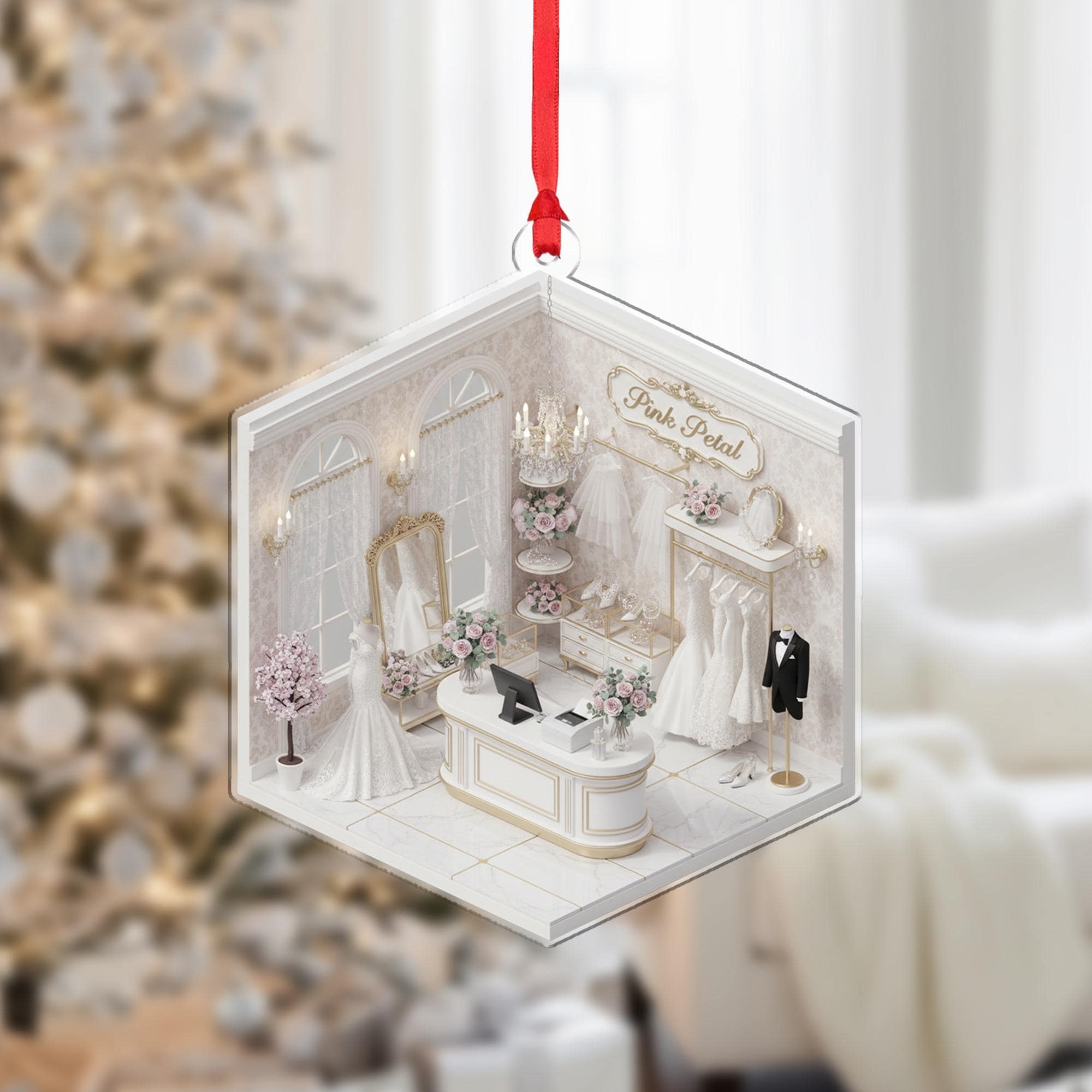Personalized Bridal Boutique Ornament - Wedding Dress Shop Owner Gift