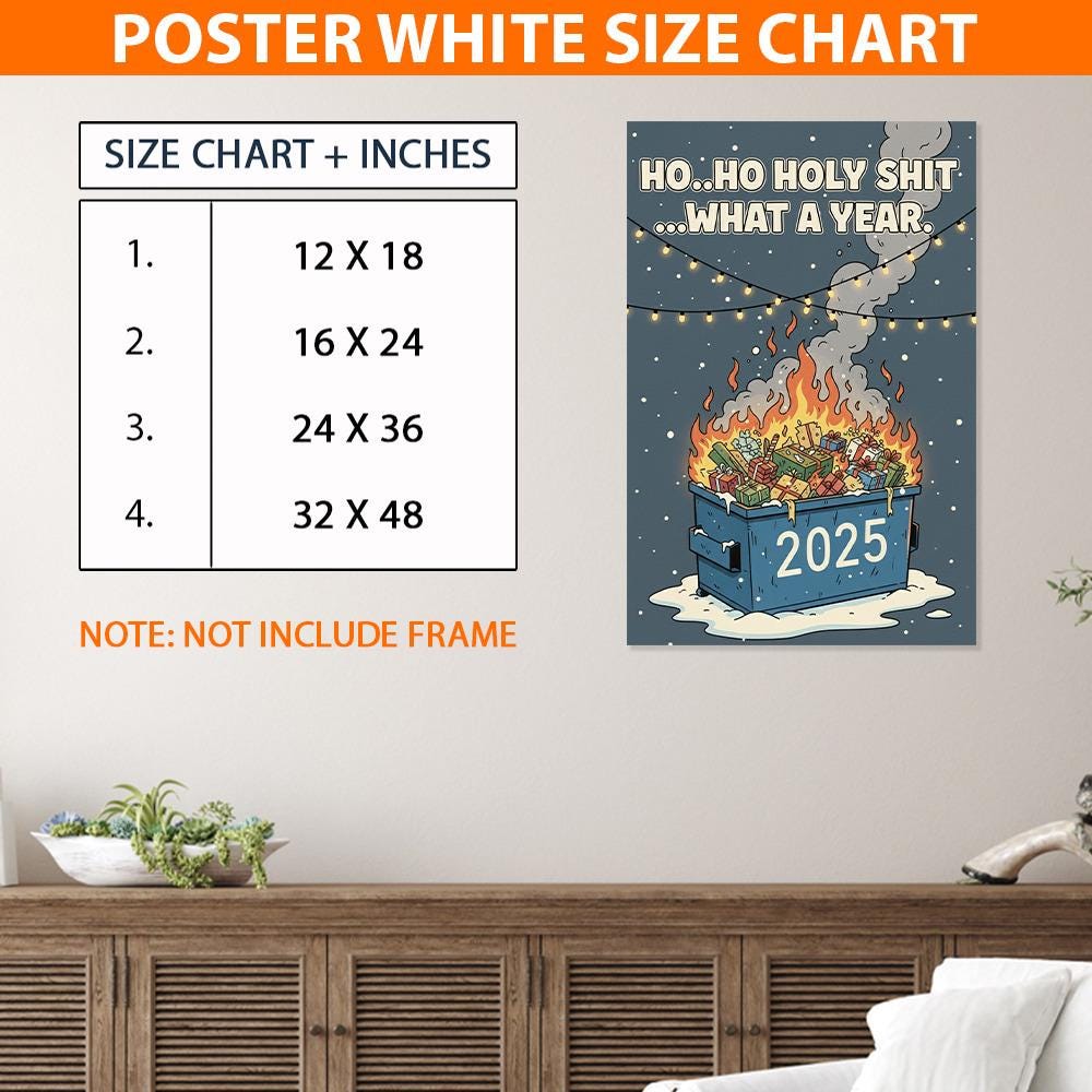 Humorous Holiday Poster – “Ho Ho Holy Shit What a Year” – Funny Christmas Wall Art