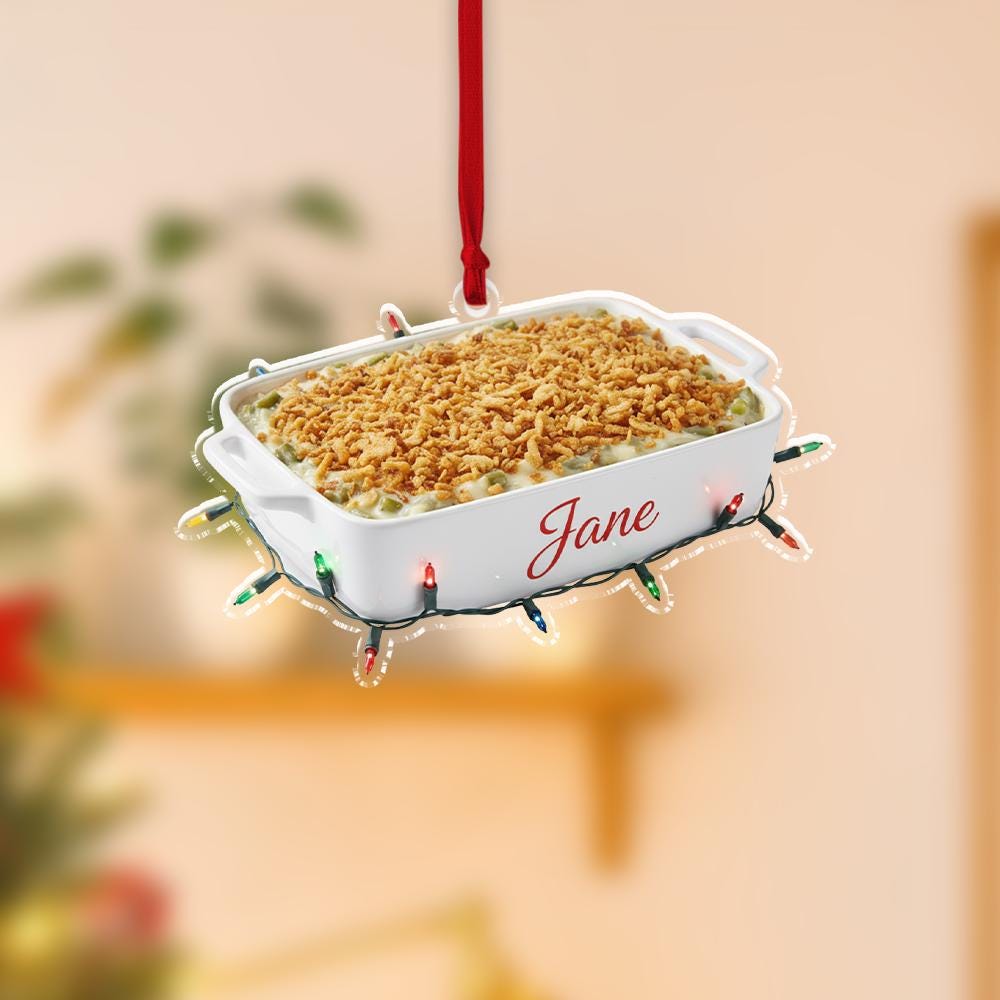 Green Bean Casserole Ornament – Personalized Holiday Kitchen Decoration – Custom Food Ornament