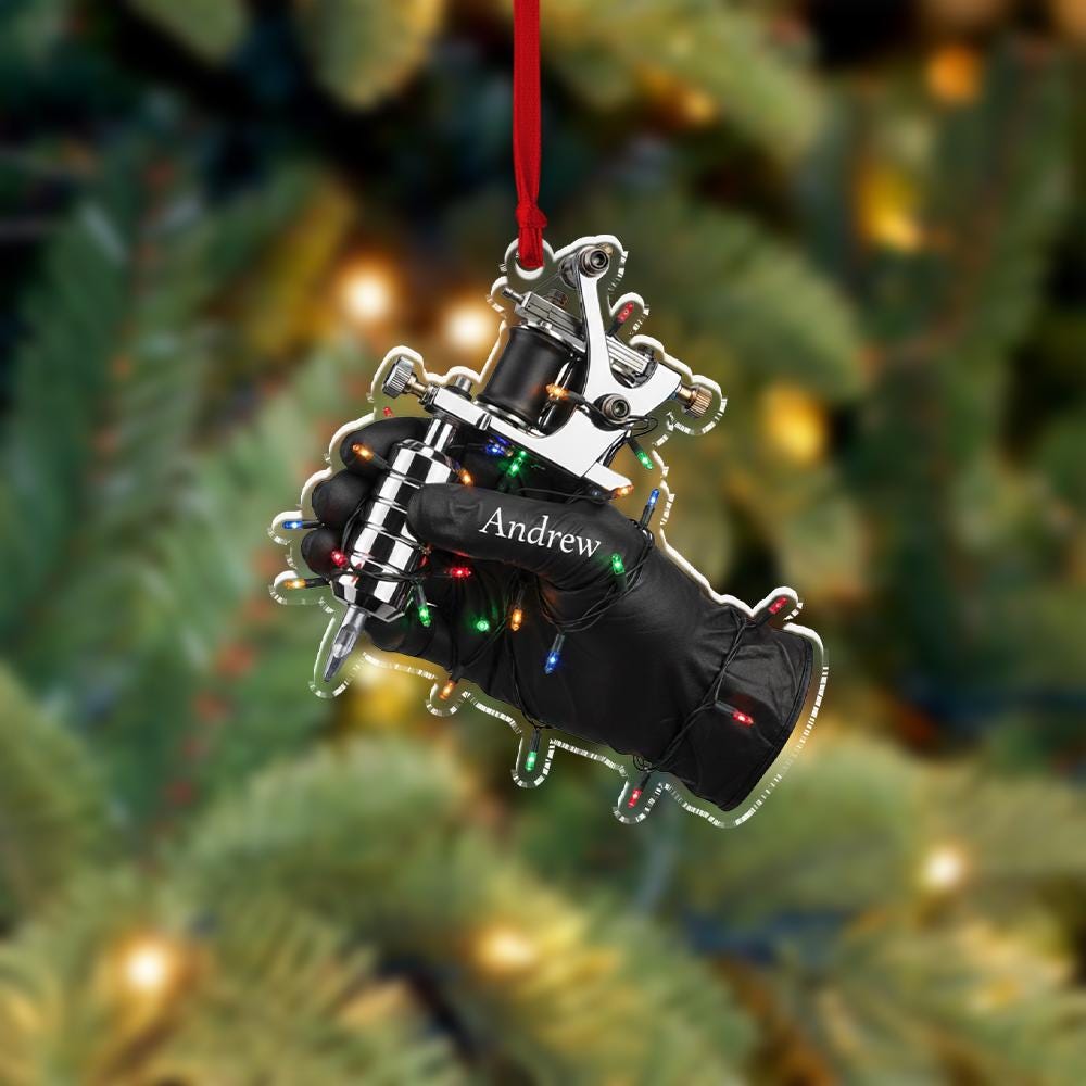 Personalized Tattoo Machine Ornament: Tattoo Artist Christmas Decoration
