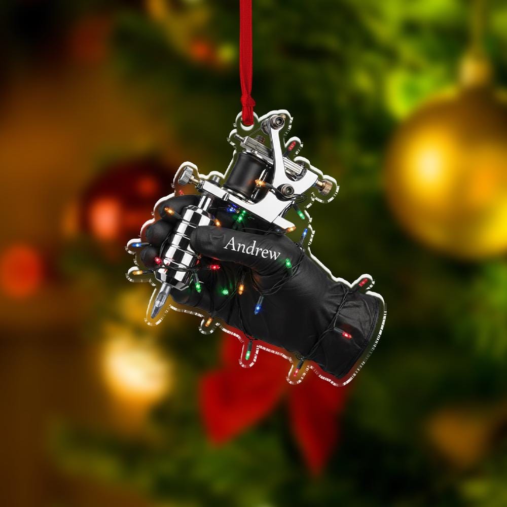 Personalized Tattoo Machine Ornament: Tattoo Artist Christmas Decoration
