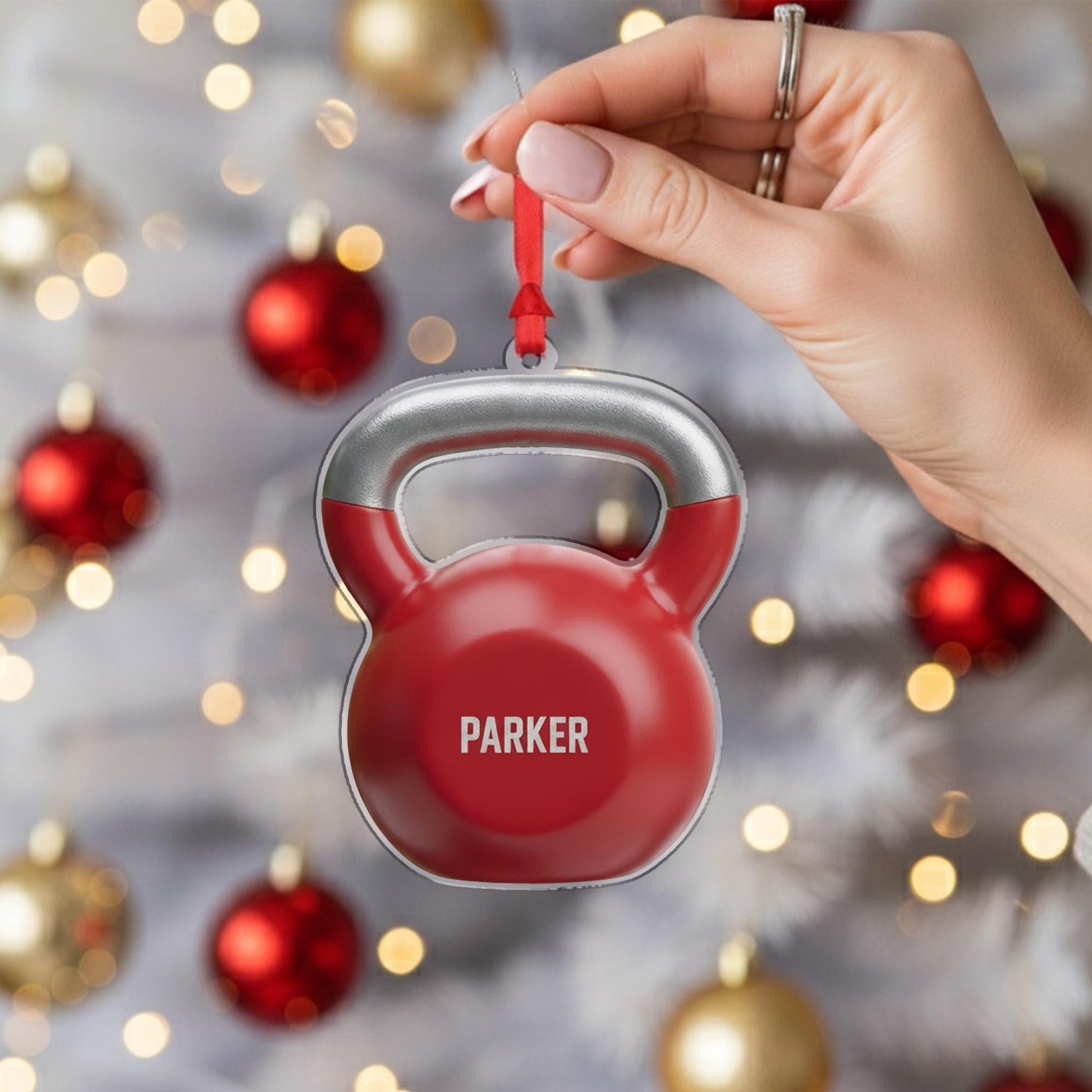 Personalized Kettlebell Ornament - Gym Lover, Fitness Coach Christmas Decor