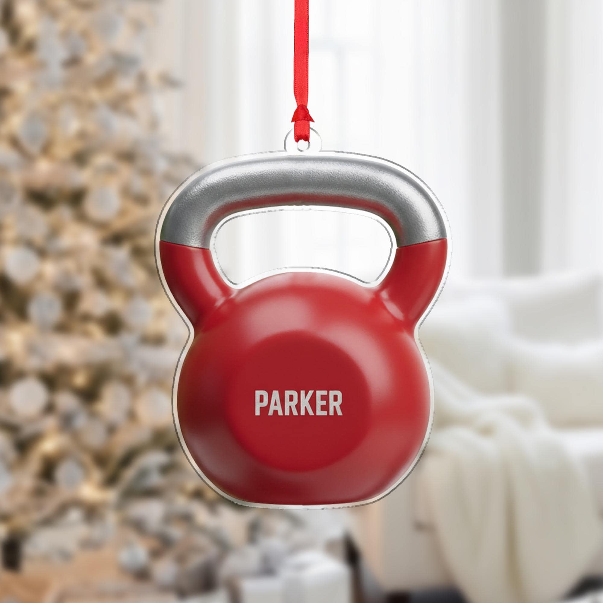 Personalized Kettlebell Ornament - Gym Lover, Fitness Coach Christmas Decor