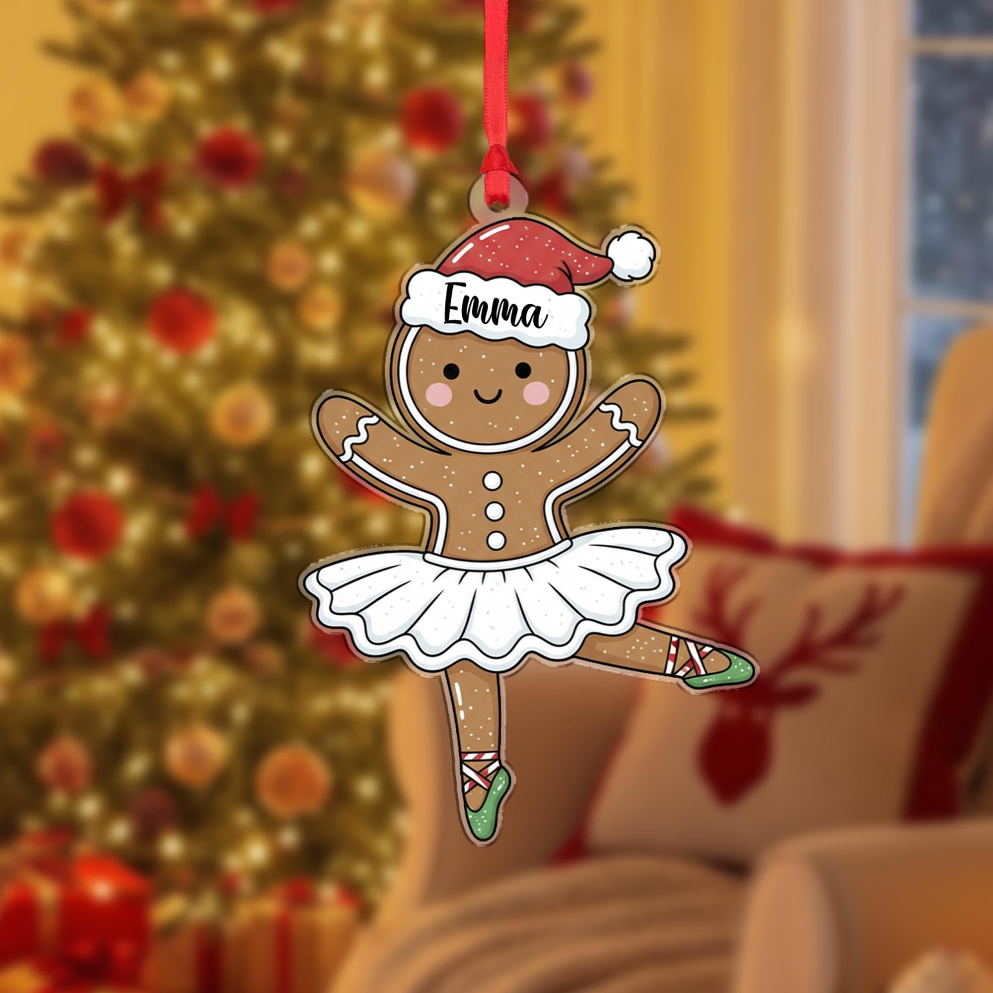 Personalized Ballerina Ornament - Gingerbread Ballet Dancer Gift