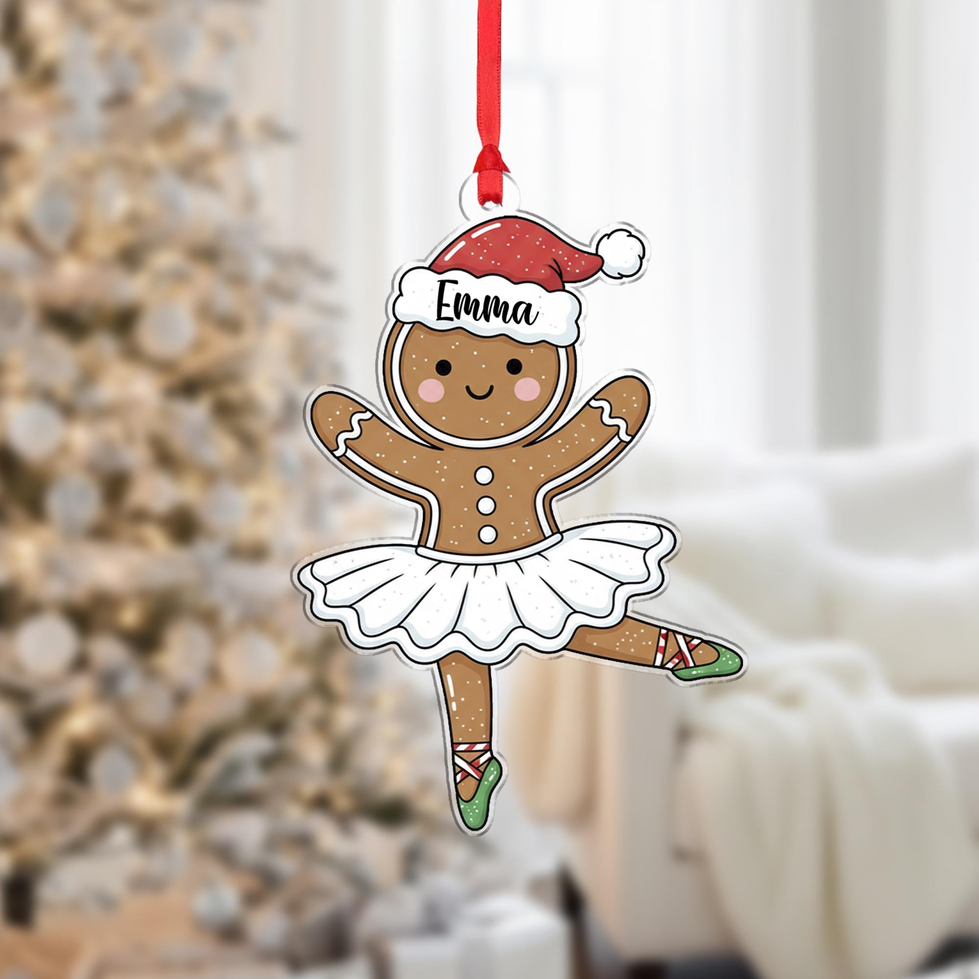 Personalized Ballerina Ornament - Gingerbread Ballet Dancer Gift