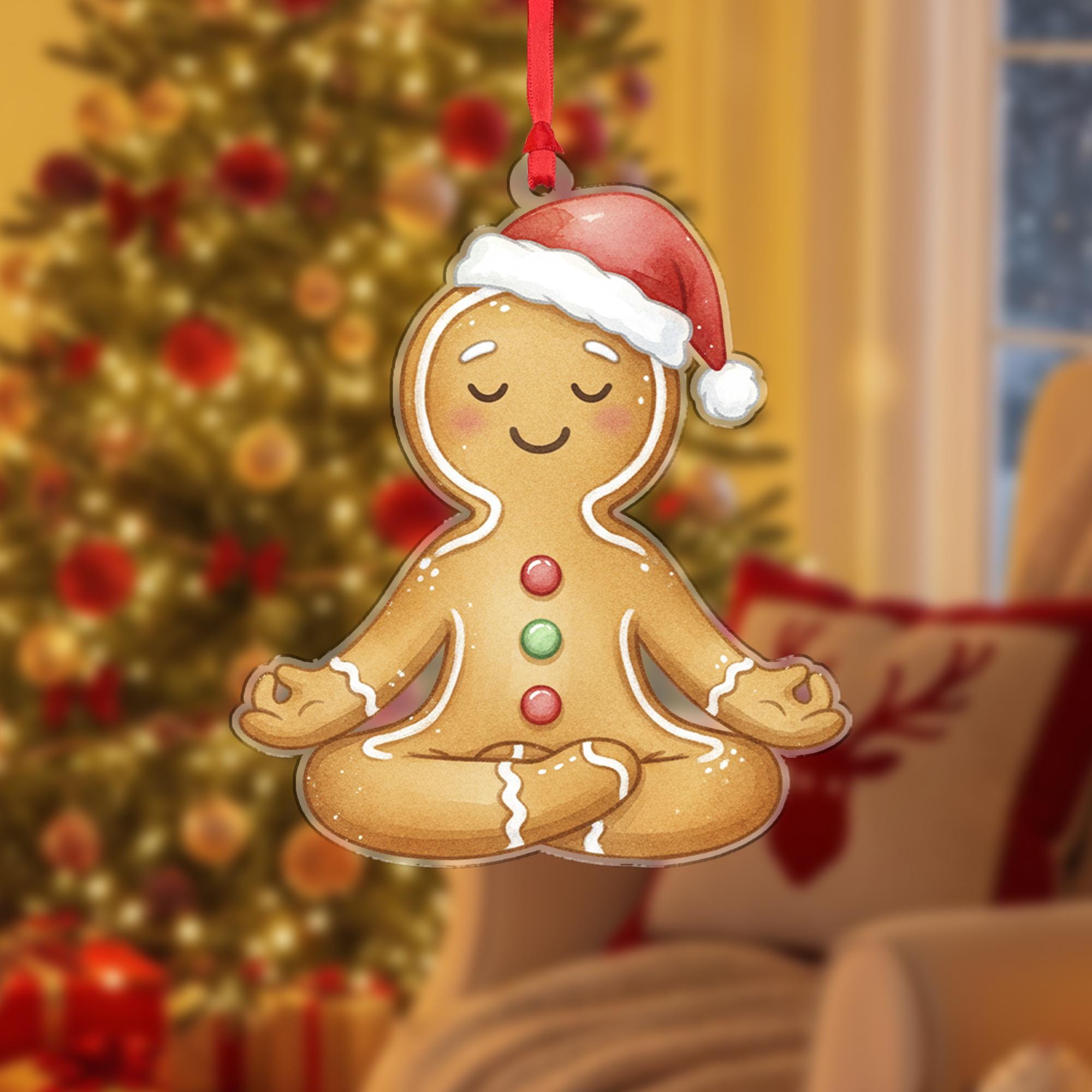 Gingerbread Yoga Ornament - Meditation Gift, Zen Yogi Christmas Decor