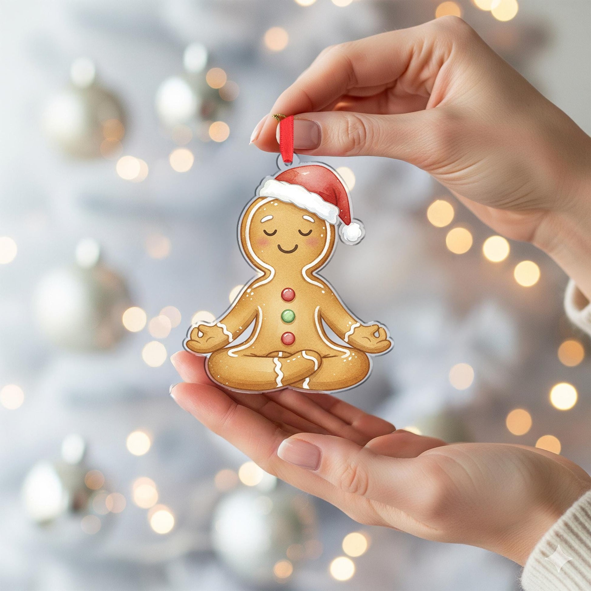 Gingerbread Yoga Ornament - Meditation Gift, Zen Yogi Christmas Decor