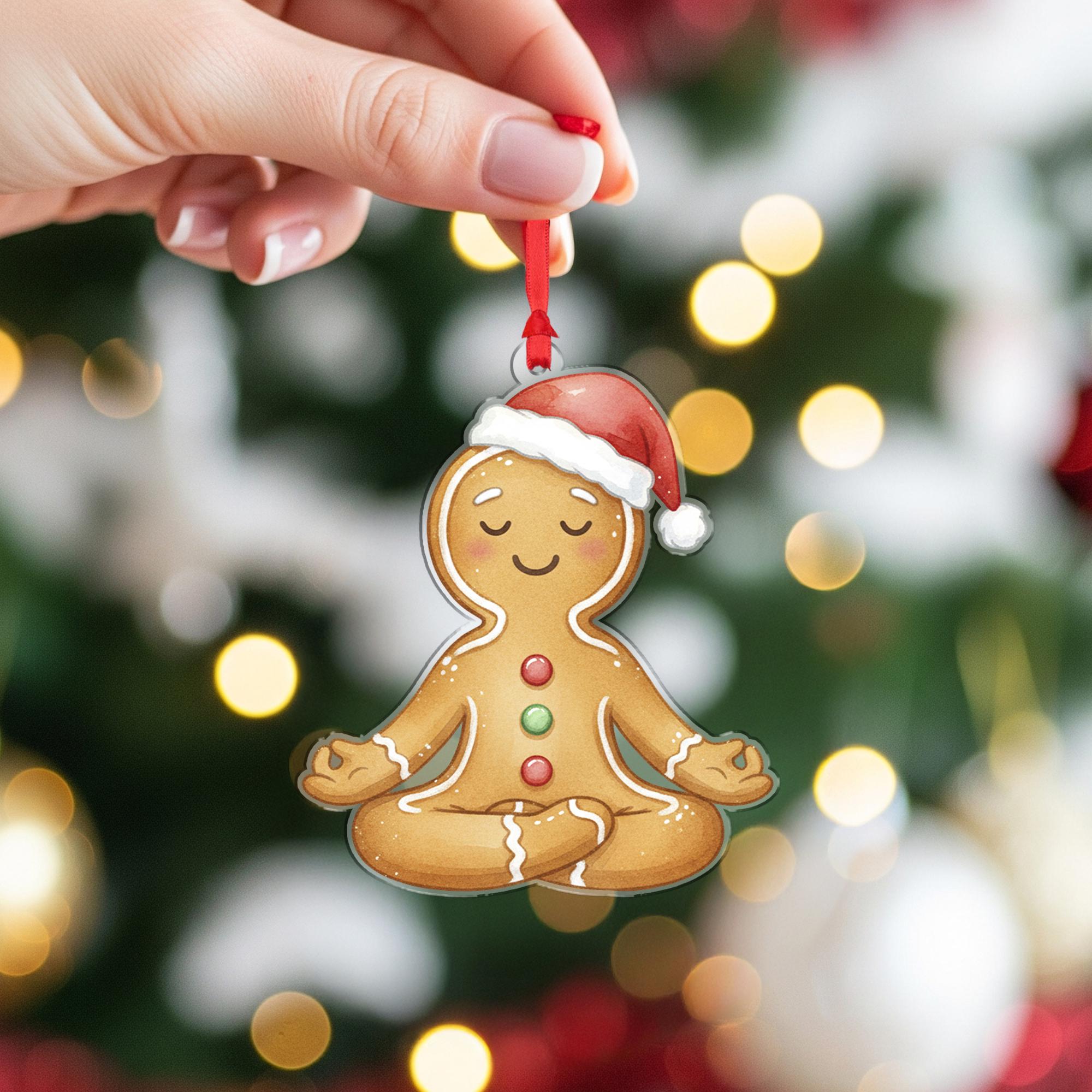 Gingerbread Yoga Ornament - Meditation Gift, Zen Yogi Christmas Decor