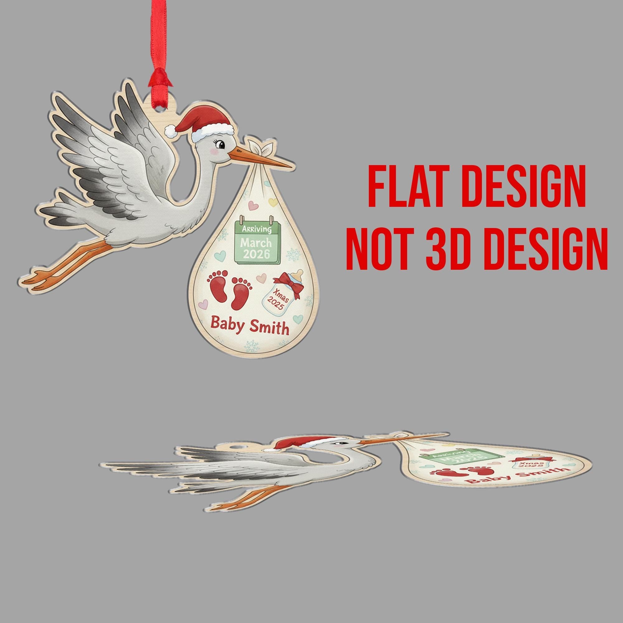 Personalised Stork Baby Arrival Ornament, Christmas Tree Decoration image 7