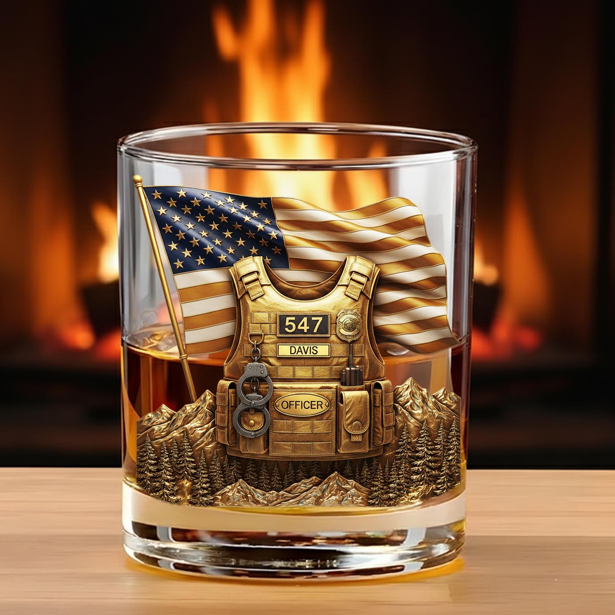 Custom Police Officer Whiskey Glass: Law Enforcement Gift image 1