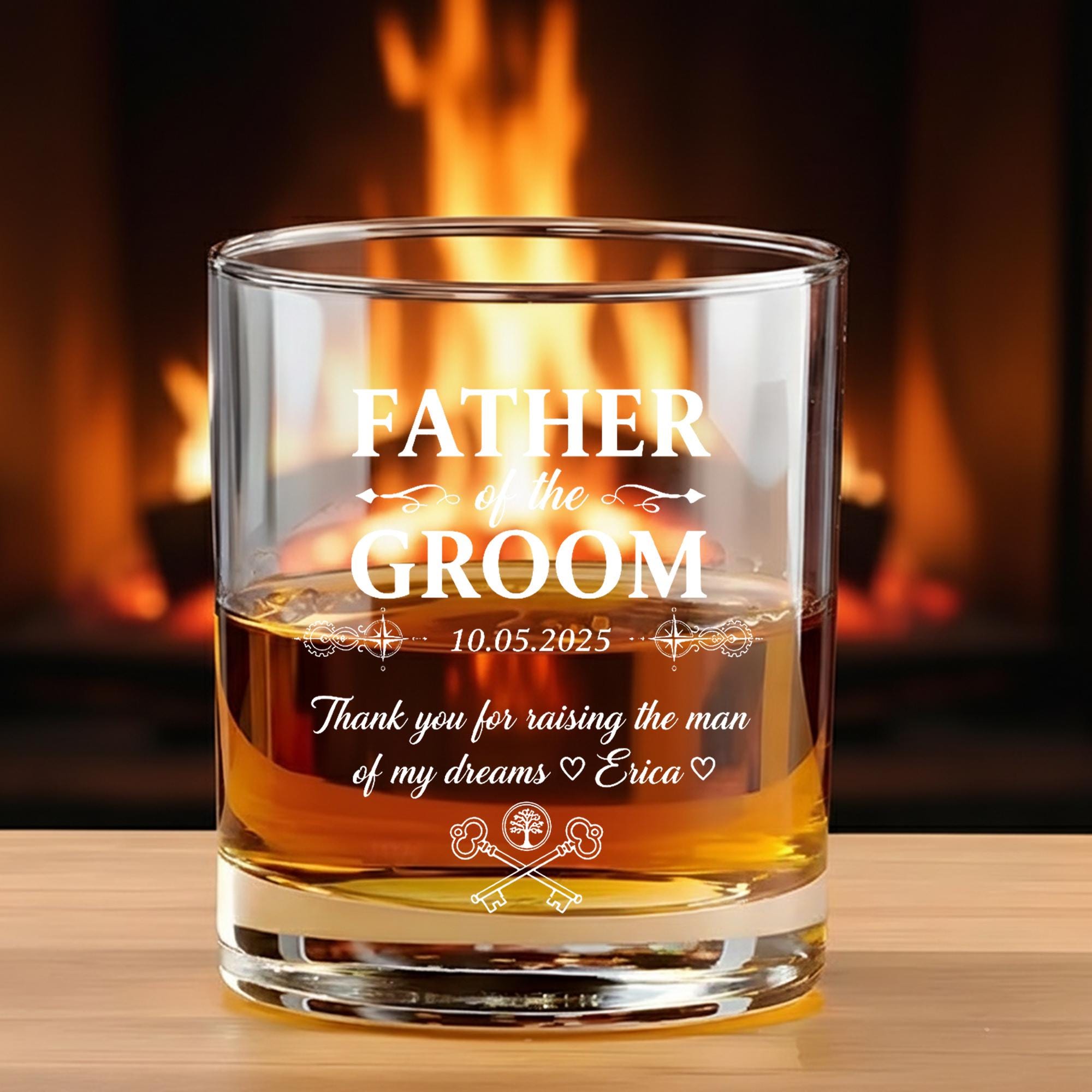 Father of the Groom Whiskey Glass - Custom Wedding Date image 1