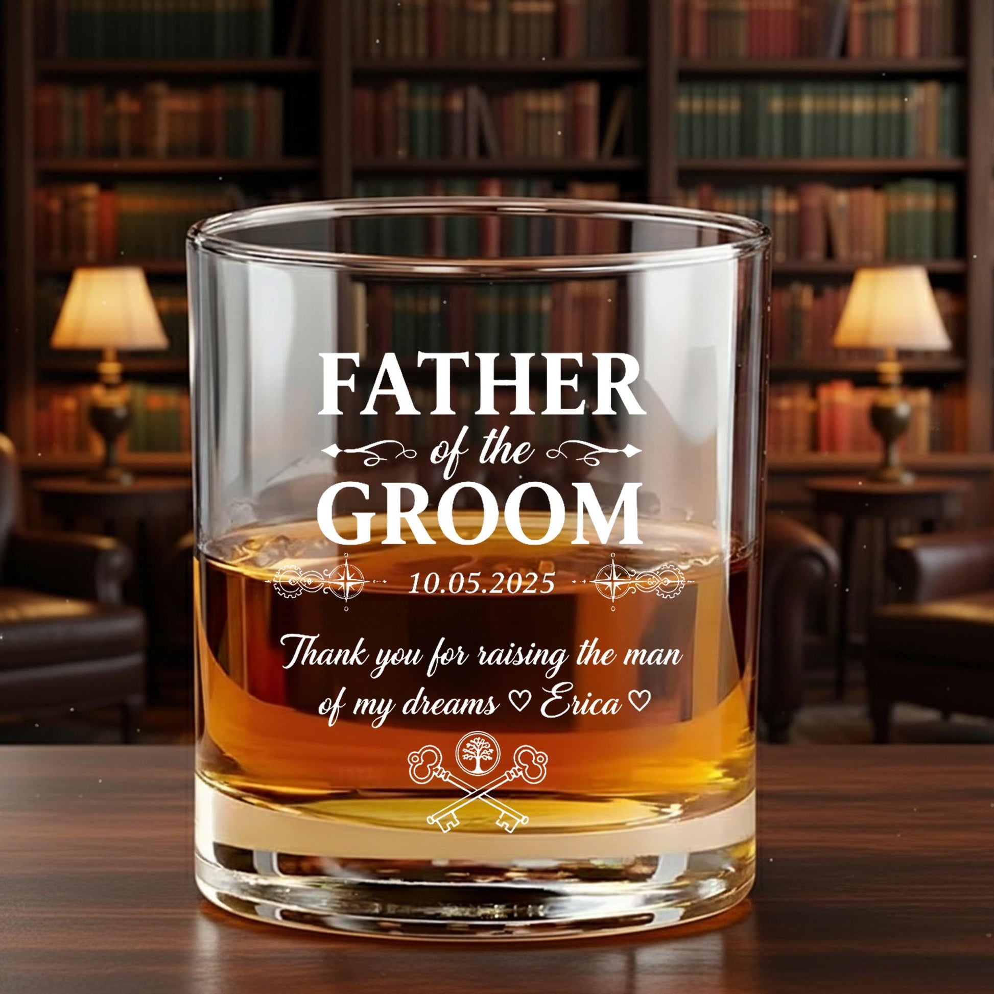 Father of the Groom Whiskey Glass - Custom Wedding Date image 6