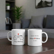 Ivory Anniversary Mug, Custom Elephant Couple Coffee Cup, Personalized Name and Date Mug image 1