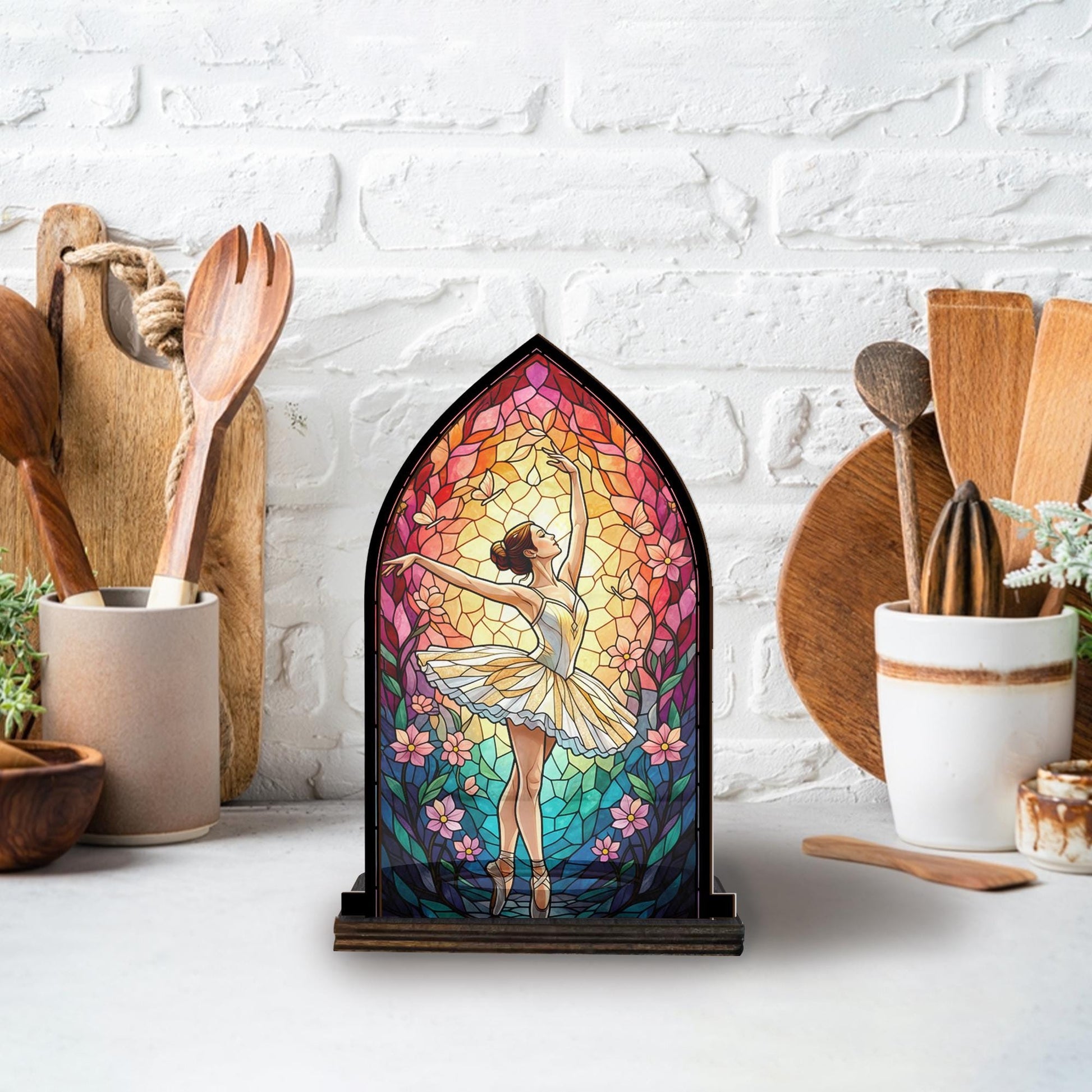 Wooden Candle Holder Arched Lantern Stand – Ballet Dancer Gift Accent Decor image 3