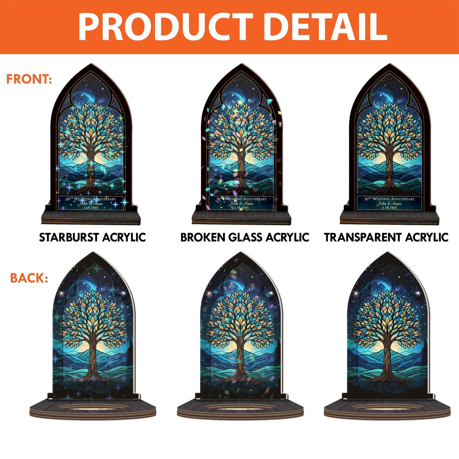 Wooden Candle Holder Arched Lantern Stand – Tree of Life Engraved Glass Panel Gift image 6