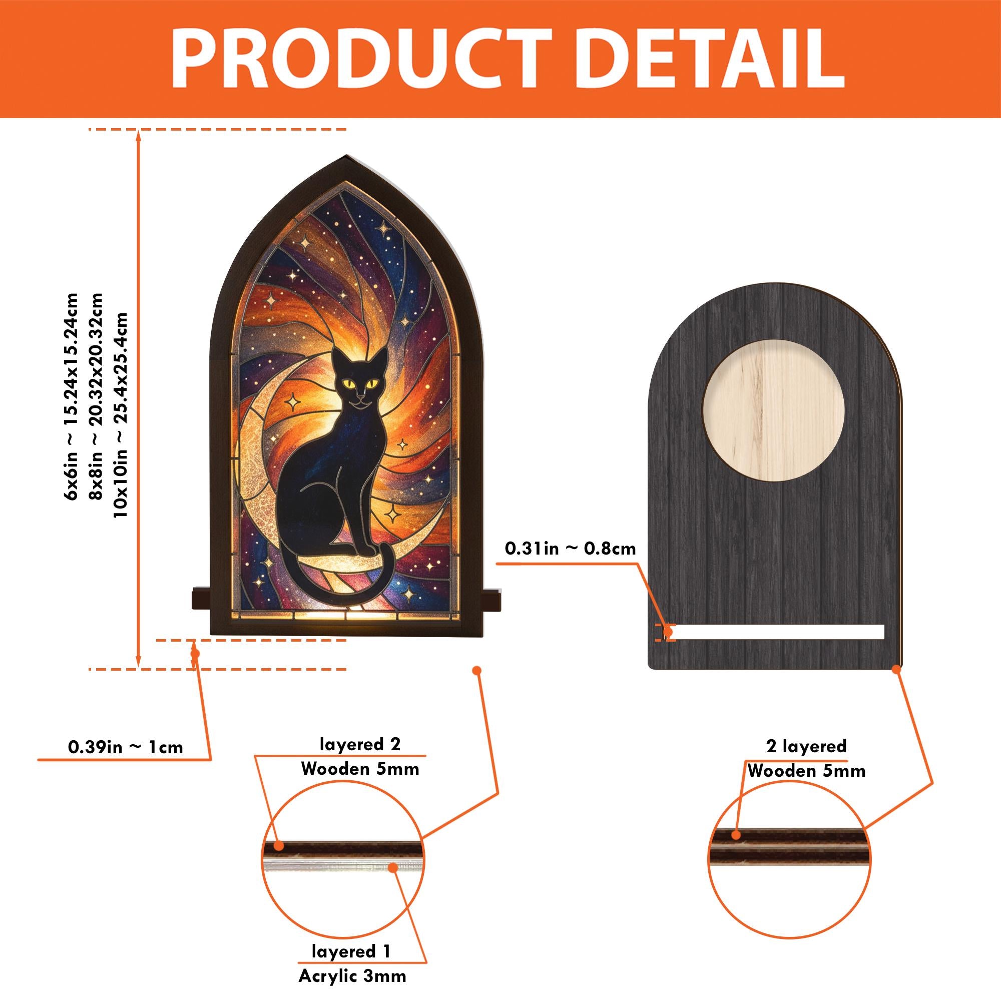 Wooden Candle Holder Arch Lantern – Cat Lover Gift image 5