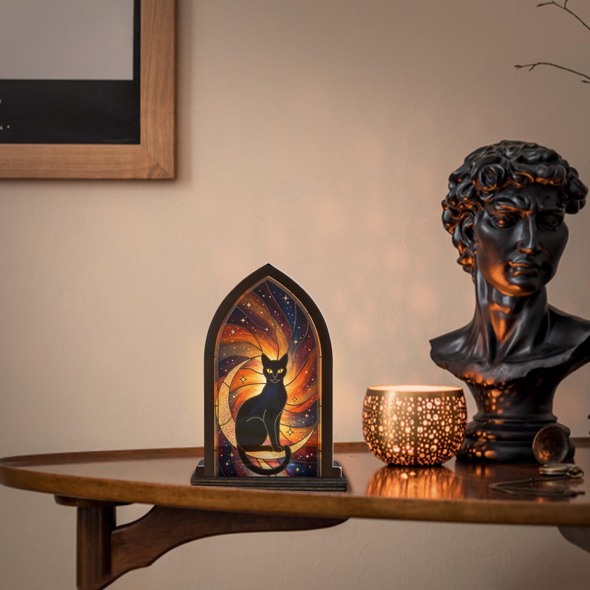 Wooden Candle Holder Arch Lantern – Cat Lover Gift image 1