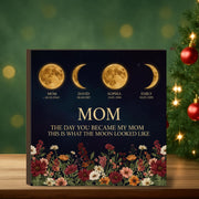Wooden Block Family Moon-Phase Sign: Personalized Birthday Moon Art image 1