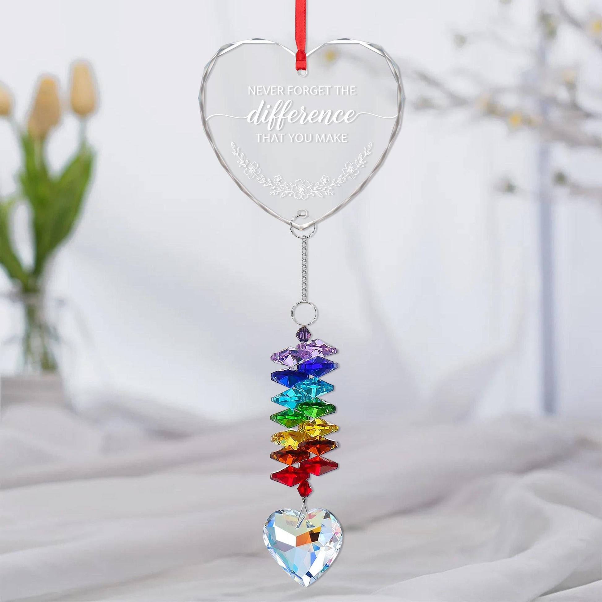 Personalised Crystal Heart Glass Ornament with Charm - Thank You Gift image 7