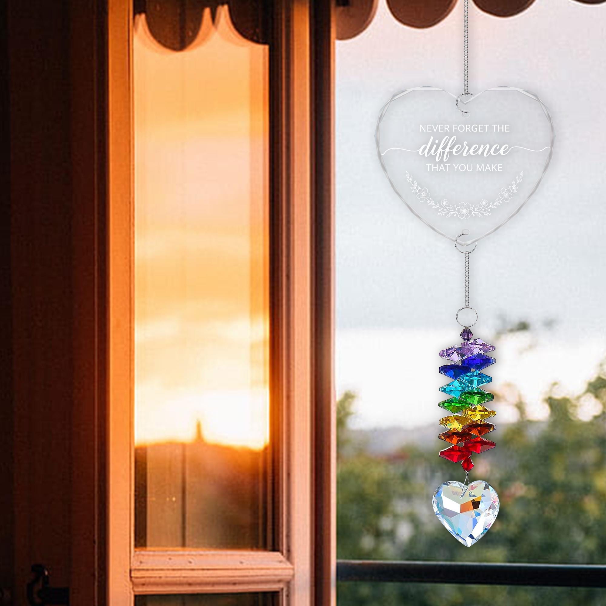 Personalised Crystal Heart Glass Ornament with Charm - Thank You Gift image 9