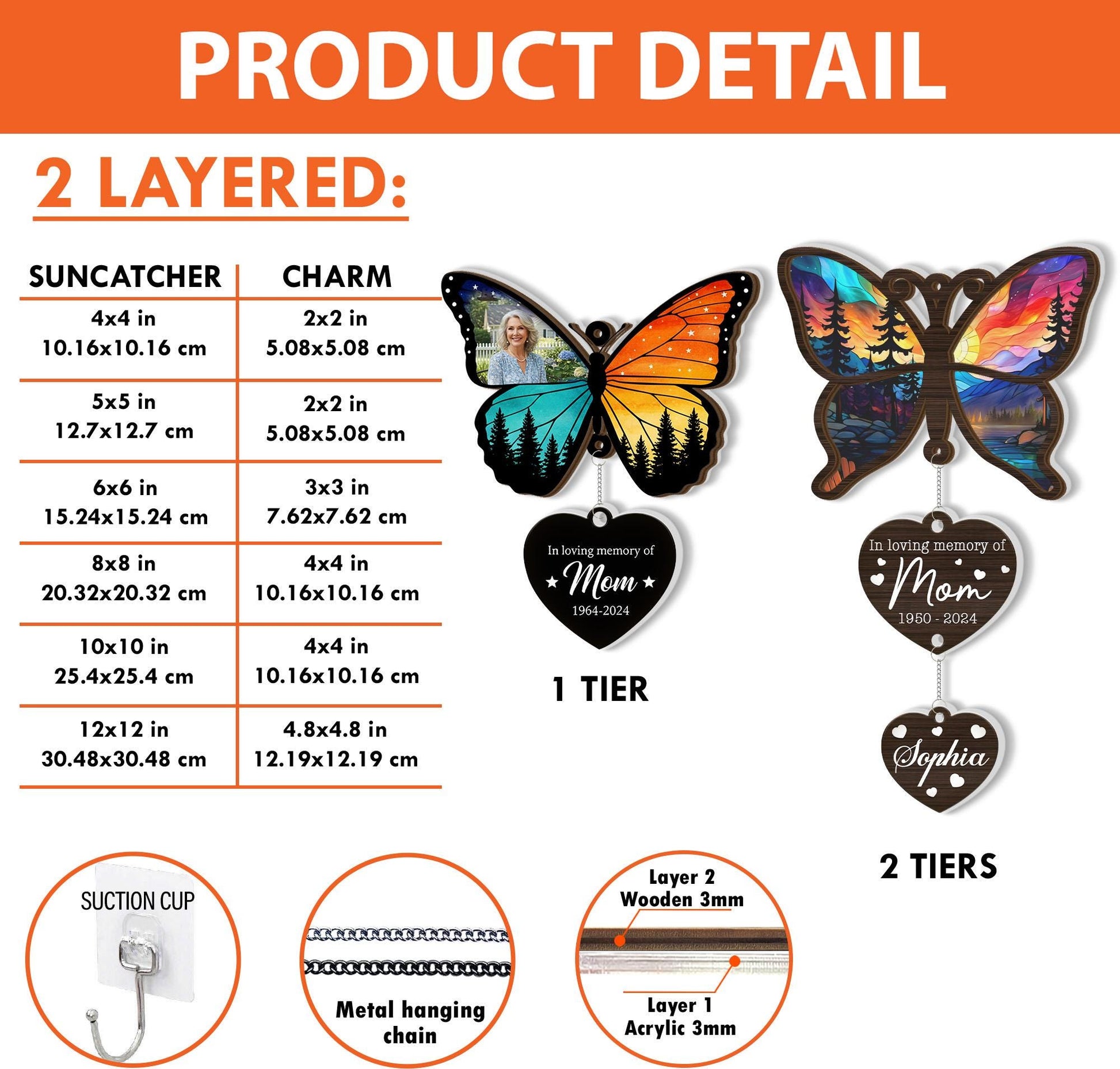 Personalized Butterfly Suncatcher Memorial Charm - Custom Photo Keepsake image 6