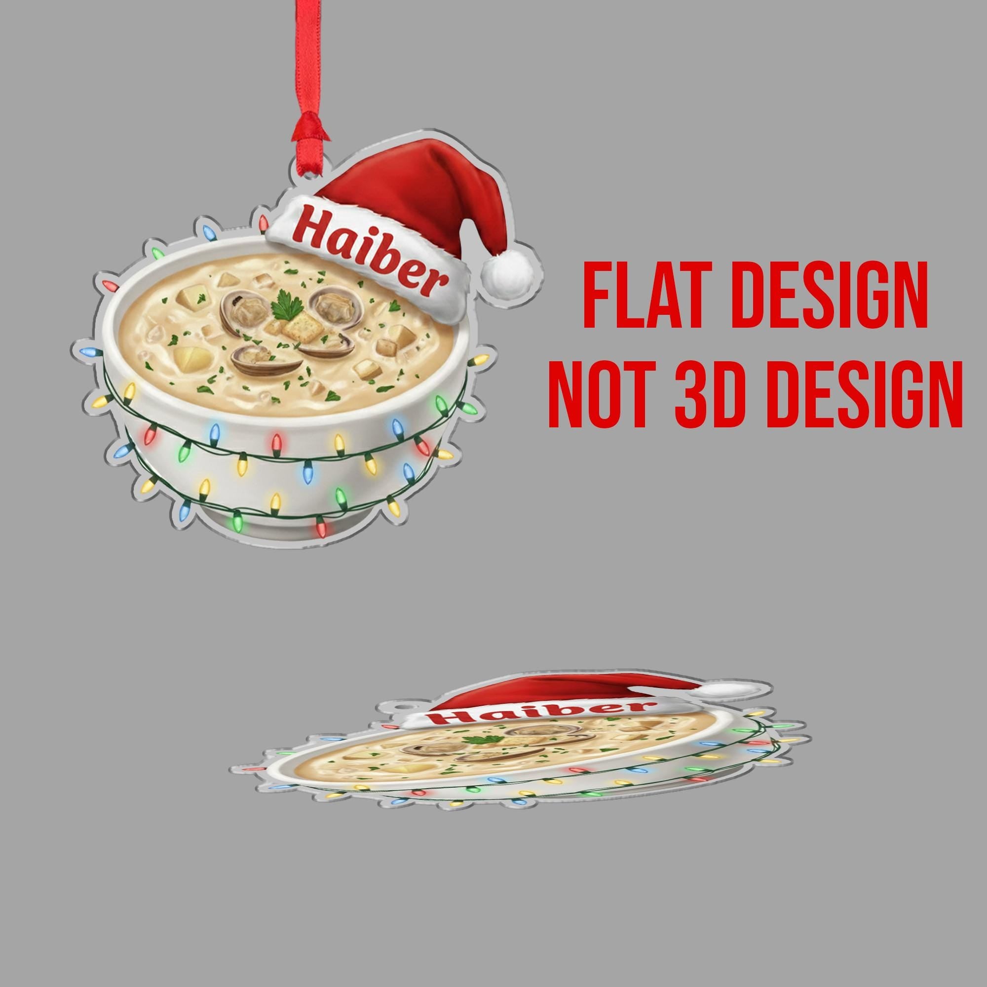 Personalized Clam Chowder Ornament - Chef Gift, Soup Lover Christmas Keepsake