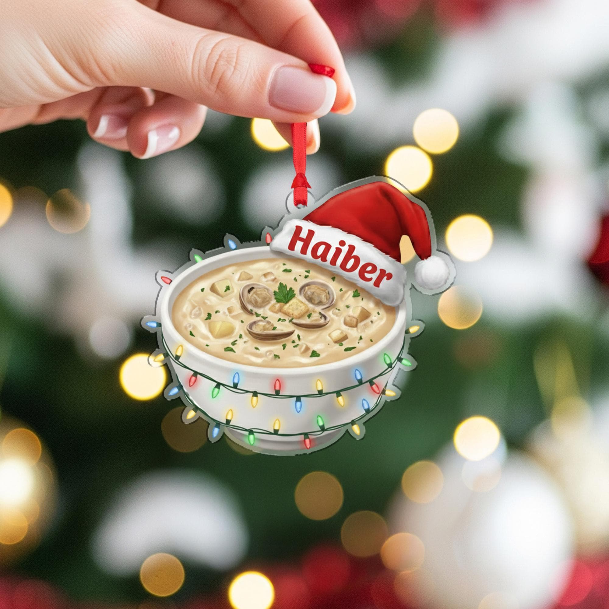 Personalized Clam Chowder Ornament - Chef Gift, Soup Lover Christmas Keepsake