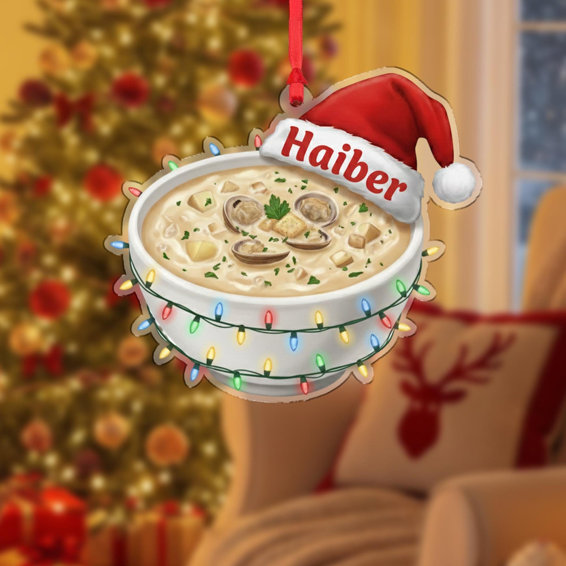 Personalized Clam Chowder Ornament - Chef Gift, Soup Lover Christmas Keepsake