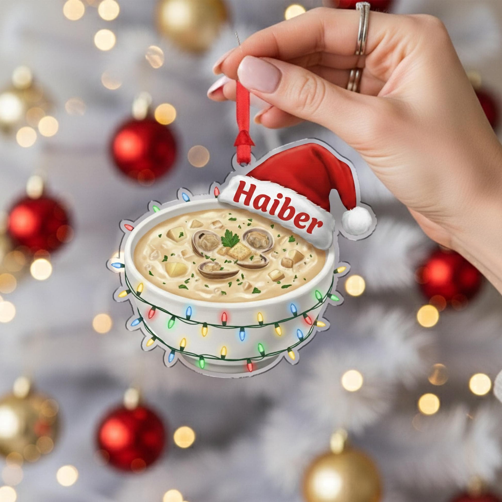 Personalized Clam Chowder Ornament - Chef Gift, Soup Lover Christmas Keepsake
